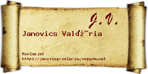 Janovics Valéria névjegykártya